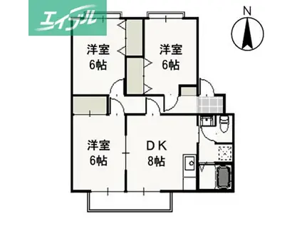 ピュアハイツ北方II(3DK/2階)の間取り写真