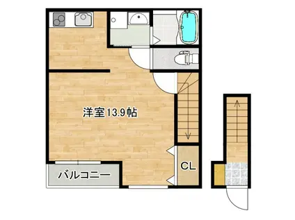 エスポワールT VIII(ワンルーム/2階)の間取り写真