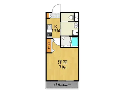 マザーズハンドフラッツ(1K/3階)の間取り写真