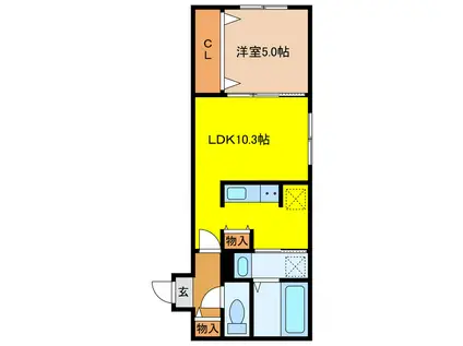 MOKU CHITOSE(1LDK/1階)の間取り写真