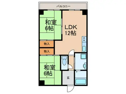 グランドール名神豊中(2LDK/2階)の間取り写真