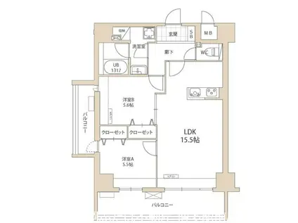レクサスガーデン箱崎タワーズイースト(2LDK/7階)の間取り写真