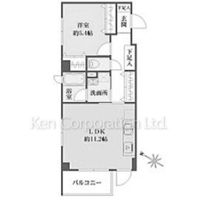 小田急線 代々木上原駅 徒歩7分 3階建 築6年(1LDK/2階)の間取り写真