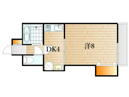 ラフィネ山の田(1DK/2階)の間取り写真