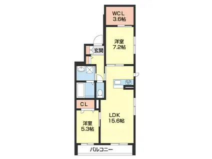 ベレオ吹上(2LDK/1階)の間取り写真