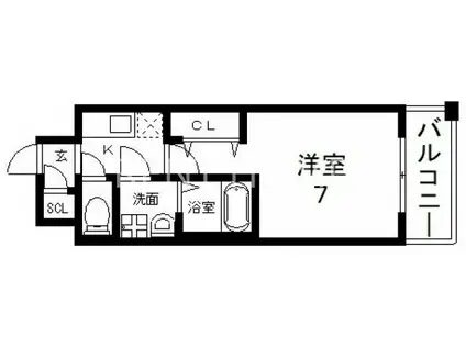 レジュールアッシュOSAKA今里駅前(1K/5階)の間取り写真