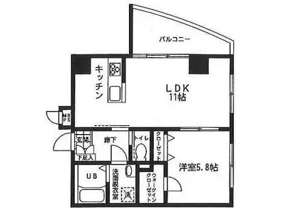 エーデルハイムⅡ(1LDK/4階)の間取り写真