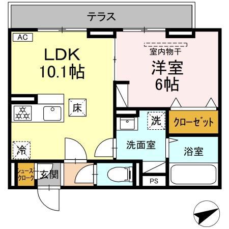 CHATEAU AVENIR 調布(1LDK/1階)の間取り写真