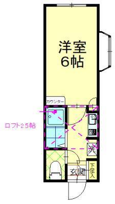ヴィラージュU山王(1K/2階)の間取り写真