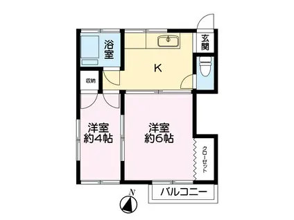 秀奈ハウス(2K/2階)の間取り写真