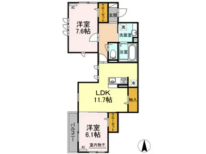 エルレープIII(2LDK/2階)の間取り写真