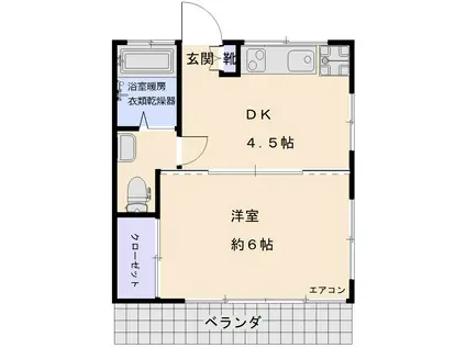 第1タイエイハイツ(1DK/2階)の間取り写真