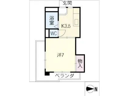 コスモポリス(1K/2階)の間取り写真