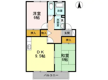 フェルメールヒルズ(2DK/2階)の間取り写真