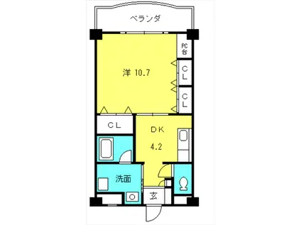 ピュアライフ(1K/2階)の間取り写真