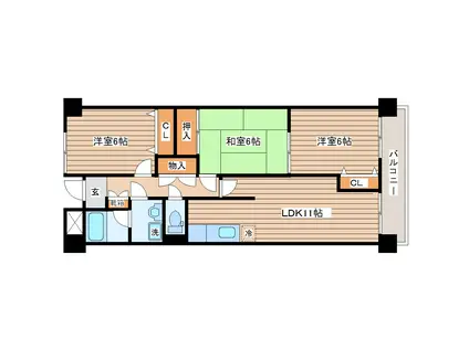 レジデンス手倉田II(3LDK/2階)の間取り写真