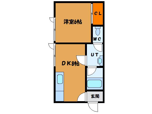 グランベリー富岡(1DK/2階)の間取り写真