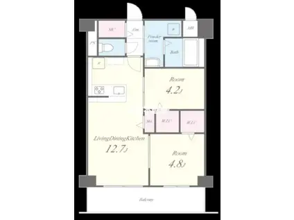 エルグランド久留米(2LDK/5階)の間取り写真