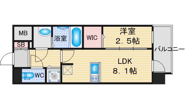 エスリード ザ・レガリア新栄ALTAIER(1LDK/12階)の間取り写真
