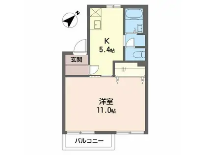 タウニー竜美東(1K/2階)の間取り写真