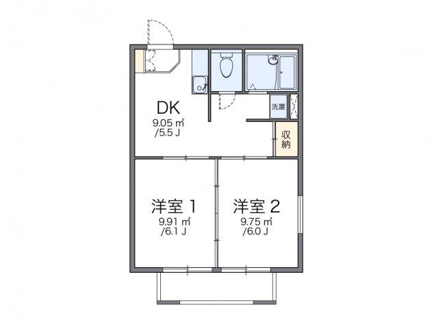 レオパレス大巻A(2DK/2階)の間取り写真