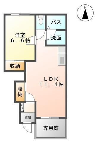 リバービュー(1LDK/1階)の間取り写真