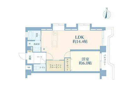 ヒカリメゾン青葉台(1LDK/6階)の間取り写真