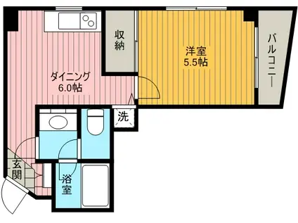 足立ガーデンコート(1DK/1階)の間取り写真