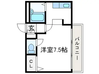 高槻クリスタルビル(ワンルーム/4階)の間取り写真