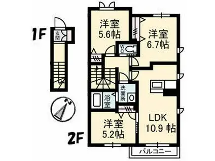 グランシャリオ(3LDK/2階)の間取り写真
