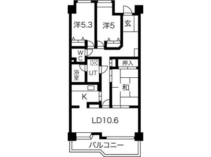 エクセレンス志賀本通(3LDK/7階)の間取り写真