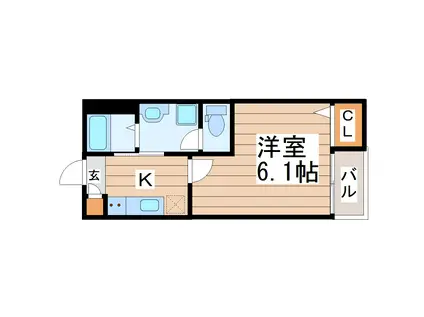 グランイーズ長町(1K/2階)の間取り写真