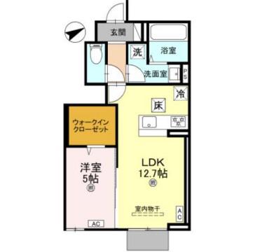 ANPOOL A棟(1LDK/1階)の間取り写真