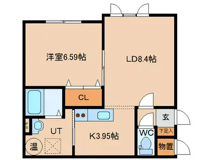 LINO GRACE(1LDK/2階)の間取り写真