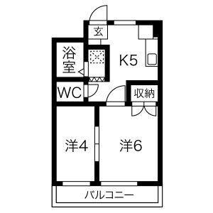 コーポKAWAHARA(2DK/1階)の間取り写真