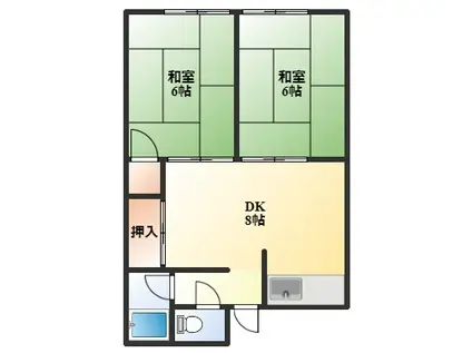 草野マンション8号館(2DK/4階)の間取り写真