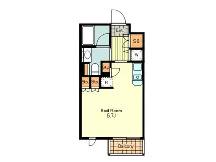 ベルヴュ国立(ワンルーム/2階)の間取り写真