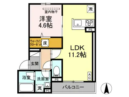 ラフィネ西桜町(1LDK/1階)の間取り写真