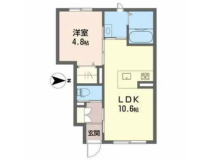 フェリシード ピュ(1LDK/1階)の間取り写真