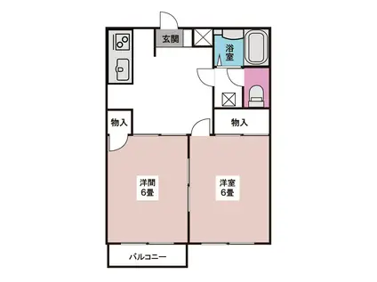 サンパレス足利II(2DK/1階)の間取り写真