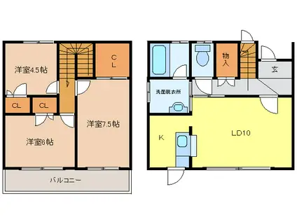 コンコース長嶺(3LDK/1階)の間取り写真