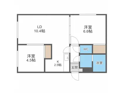 WARM白石本通(2LDK/3階)の間取り写真