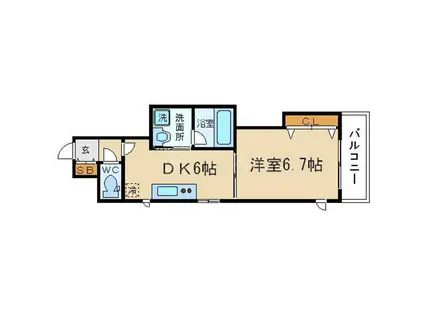 CLAIRTOWER(1DK/12階)の間取り写真
