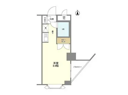 インプルーブ東向島(1K/5階)の間取り写真