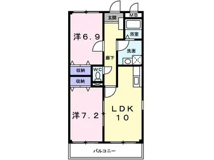 ソレアード(2LDK/3階)の間取り写真