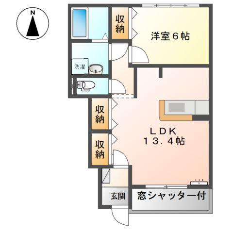エスポワールA(1LDK/1階)の間取り写真