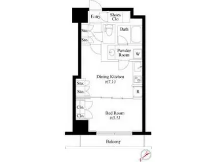 グランスイート銀座レスティモナーク(1DK/11階)の間取り写真