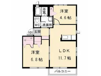 ラ・パルテール津島京町五番館(2LDK/2階)の間取り写真