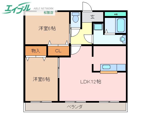 レジデンスグローリー(2LDK/2階)の間取り写真