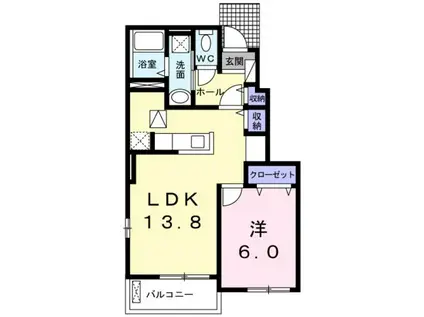 ブルターニュA(1LDK/1階)の間取り写真